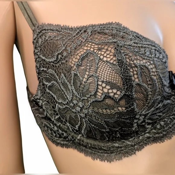 NWOT Simone Perele 12E330 Eden Lace Demi Cup Bra Army Green 34B - Picture 2 of 7